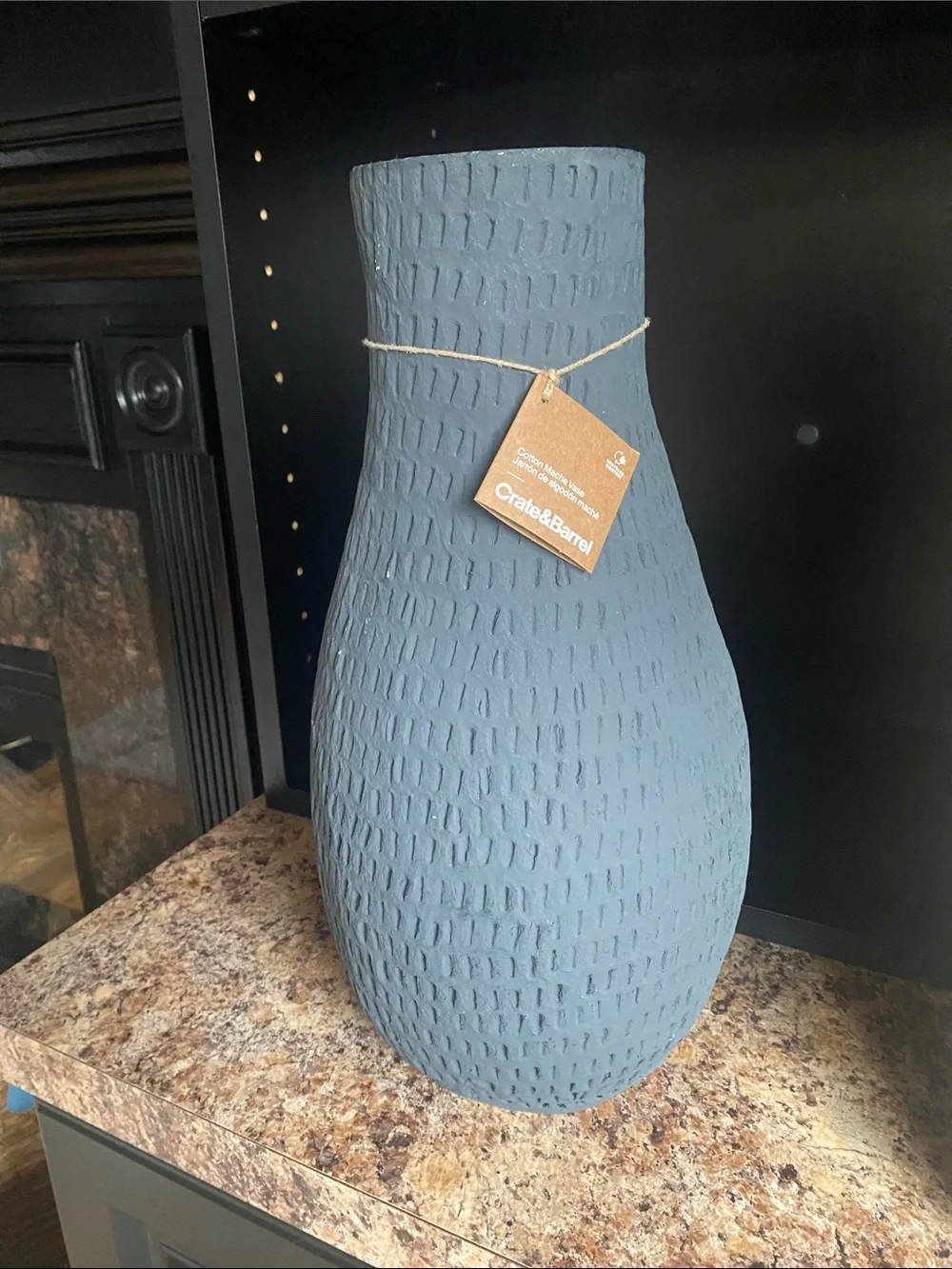 Crate&Barrel Textured Ceramic Vase in Black